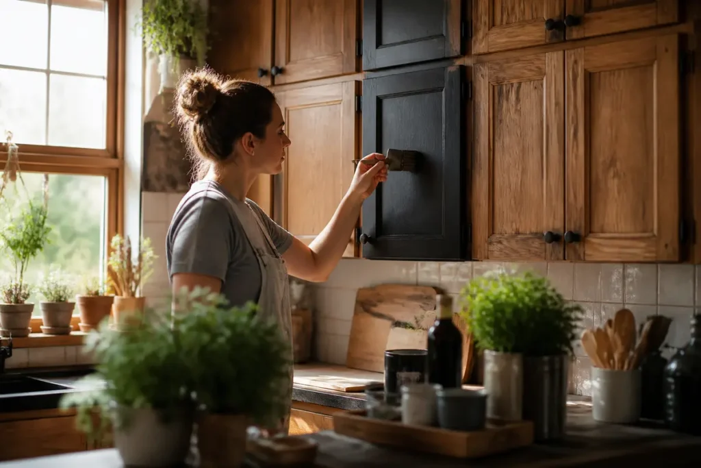 Comment moderniser relooker une cuisine rustique en chêne ?